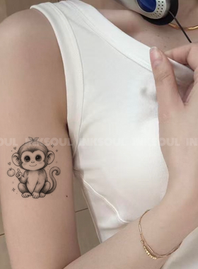 萌猴星愿 | 素描可爱小猴子纹身贴清新软萌桃果星星草本防水持久