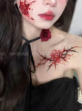 INKSOUL 玫瑰荆棘纹身贴女持久ins锁骨手臂万圣节cos防水贴纸持久