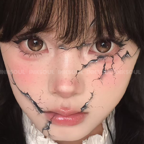 INKSOUL 碎瓷裂纹脸贴纹身贴万圣节cos妆容哥特娃娃妆面仿真贴纸