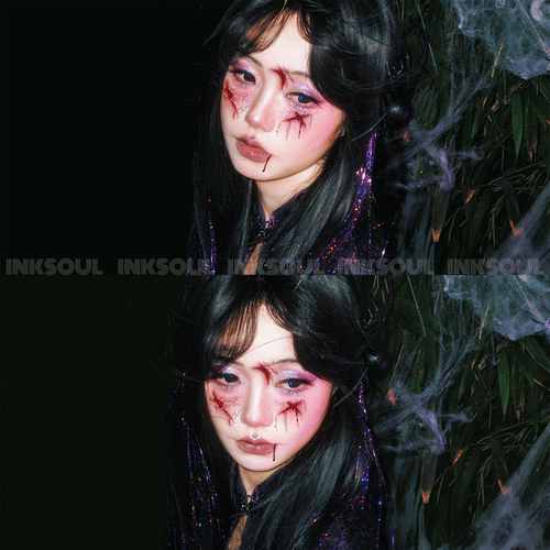 INKSOUL 万圣节氛围感破碎伤痕脸贴病娇暗黑妆容纹身贴派对cos贴