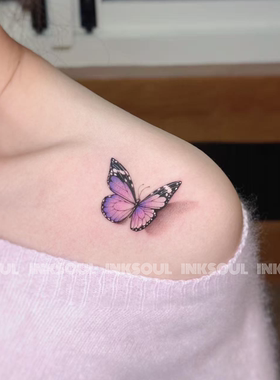 紫翼轻栖 | 仙气飘飘毛衣蝴蝶立体紫色纹身贴纸遮盖疤痕逼真可洗