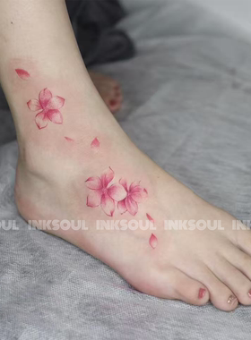 步步生花 | 樱花纹身贴落九天高级脚踝唯美遮盖疤痕逼真ins风可洗
