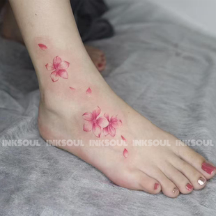 步步生花 | 樱花纹身贴落九天高级脚踝唯美遮盖疤痕逼真ins风可洗