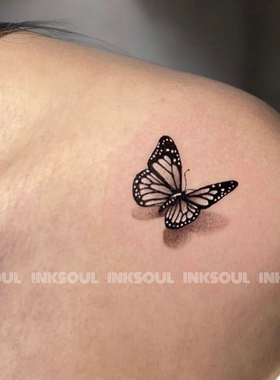 影墨双蝶 | 蝴蝶小图3D立体草本纹身贴男女防水持久遮疤锁骨手臂