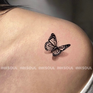 影墨双蝶 | 蝴蝶小图3D立体草本纹身贴男女防水持久遮疤锁骨手臂