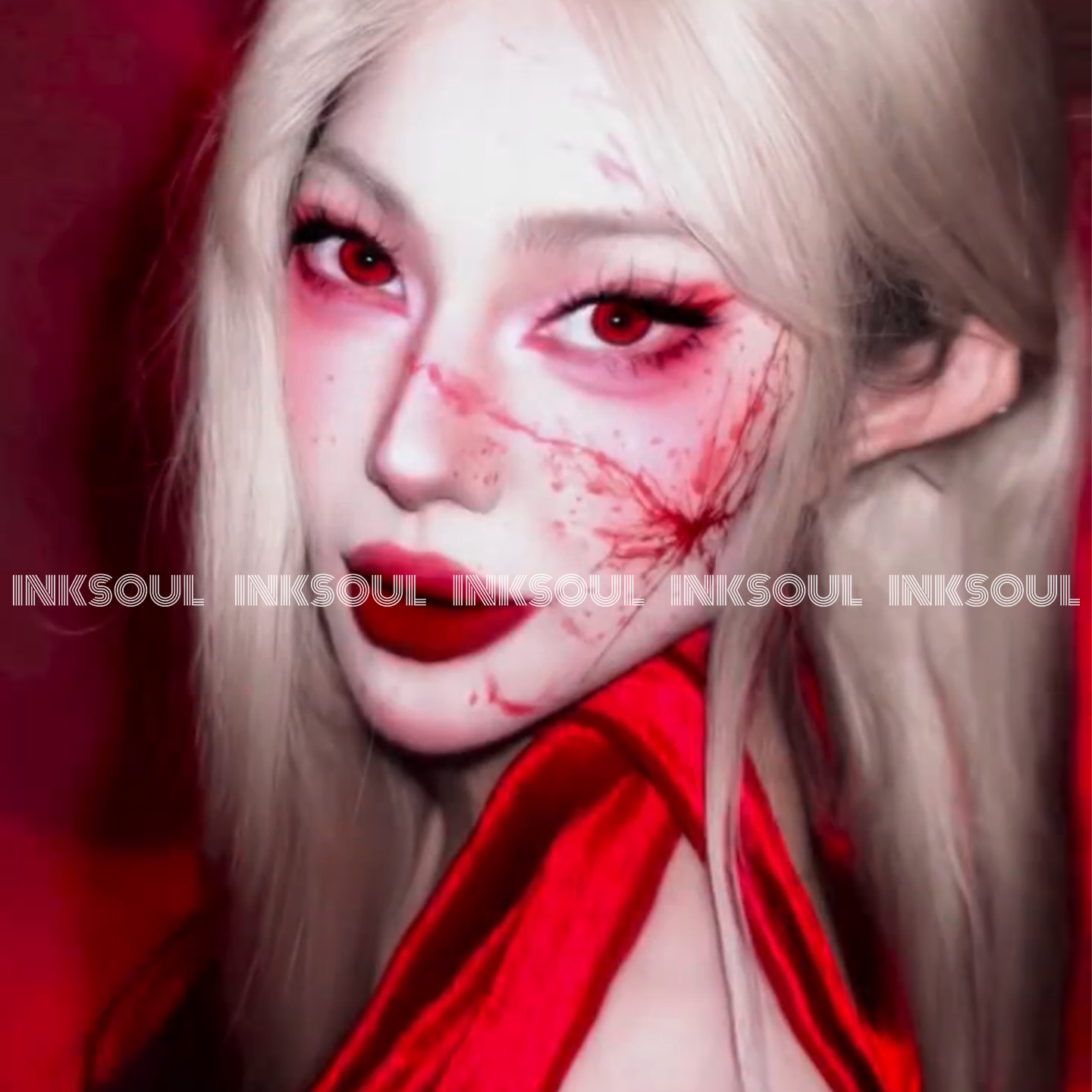 INKSOUL 万圣节血色蝴蝶纹身贴脸部血丝裂纹暗黑病娇cos派对妆容