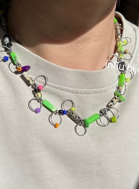 定制原创小众独立设计师Marland Backus彩色串珠圆环项链 锁骨链