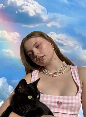 原创小众设计感千禧风Y2K彩色琉璃蘑菇小花雏菊水果多元素ins项链