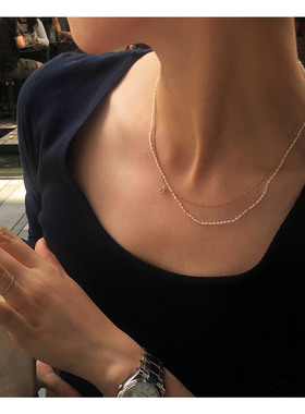 小鹿lulucia同款极细全手工打结天然珍珠项链锁骨链mini米珠choke
