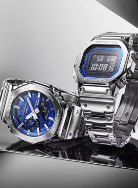 卡西欧casio八王子金属农家橡树手表男太阳能蓝牙商务蓝gm-B2100