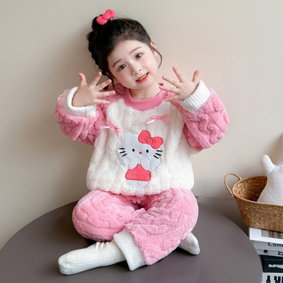 中小童可爱hellokitty珊瑚绒睡衣