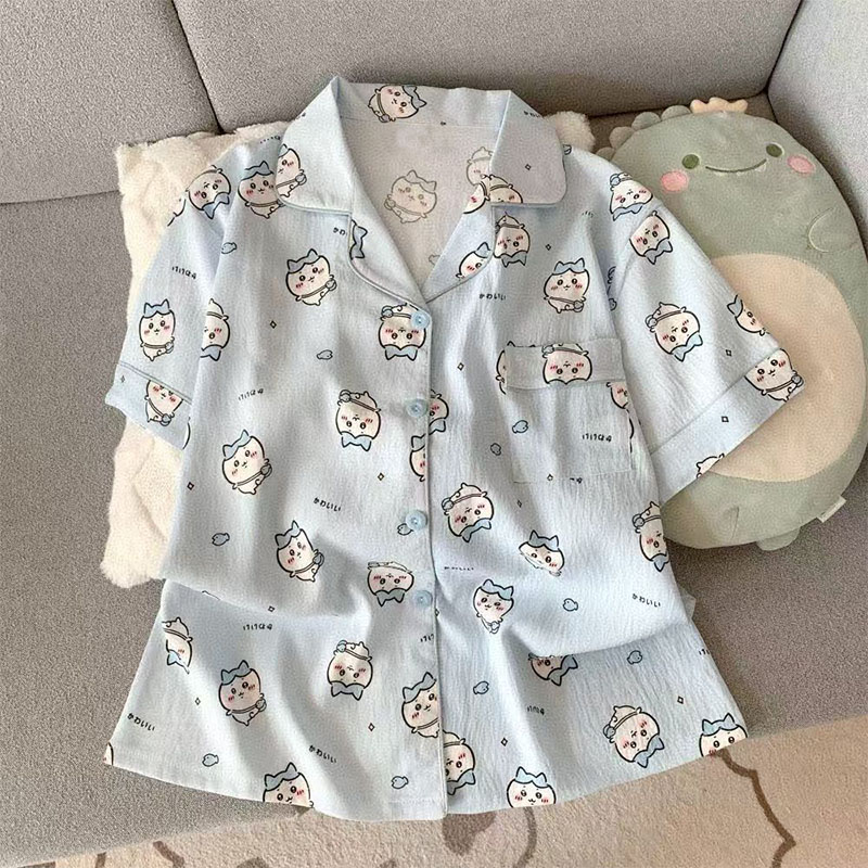 夏季卡通印花宝宝居家空调服套装