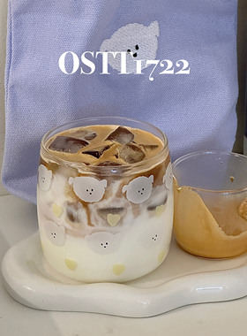 OSTT1722原创设计可爱小狗玻璃咖啡早餐牛奶杯耐热耐冷