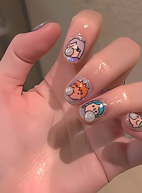 吹泡泡的怪女孩美甲贴纸i