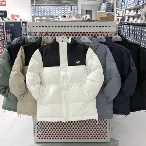 New Balance宽松保暖防风立领鸭绒运动休闲羽绒服男款AMJ53390-BK