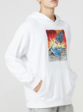 New Balance 连帽印花套头卫衣 情侣款白色AMT93666-WT