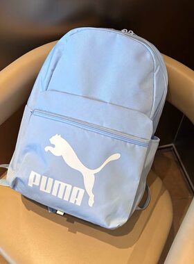 PUMA彪马休闲大容量织物双肩包 常规 女款 浅蓝色拼白色091164-08