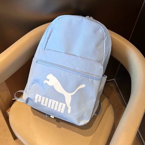 PUMA彪马休闲大容量织物双肩包 常规 女款 浅蓝色拼白色091164-08
