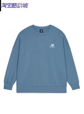 New Balance 字母Logo圆领长袖T恤 情侣款 蓝色AMT13345-WAB