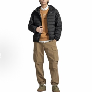 Vans 连帽拉链纯色长袖夹克运动羽绒服 男女同款 黑色VN000P2PBLK