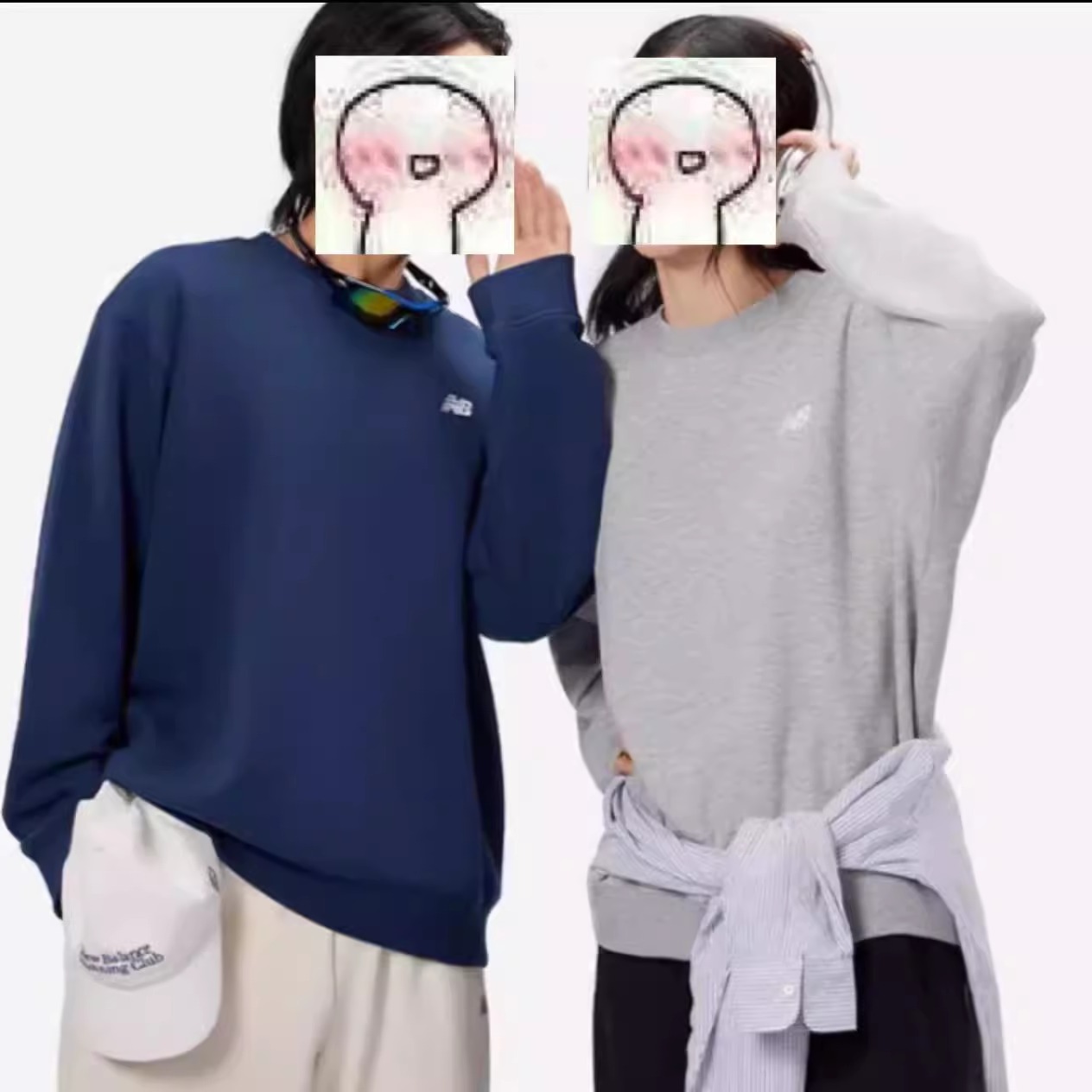 New Balance 纯色圆领经典简约时尚套头卫衣 男女同款 MT41507-BK