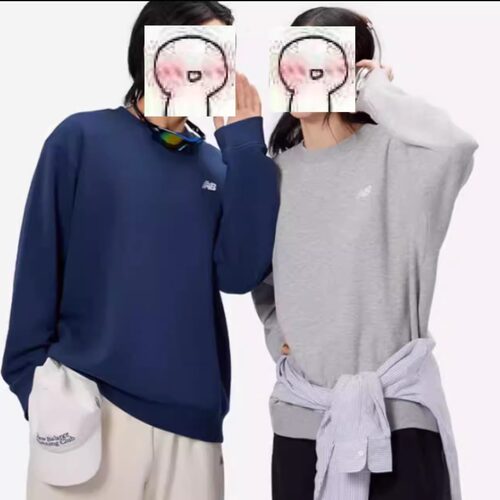 New Balance 纯色圆领经典简约时尚套头卫衣 男女同款 MT41507-BK