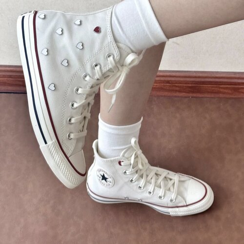 Converse All Star 挚爱同心系列 高帮 帆布鞋 女款 白红A19055C