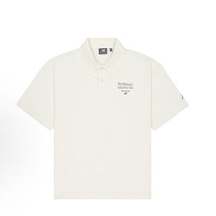 New Balance字母刺绣POLO领套头短袖Polo衫 男款 白色NFE21021-IV