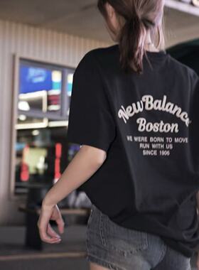 New Balance纯色字母印花舒适美式复古百搭T恤 黑色 AMT52331-BK