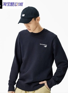 New Balance 纯色运动休闲圆领套头卫衣 男款 黑色MT03911-BK/AG