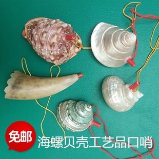包邮天然海螺贝壳工艺品口哨吹号儿童玩具礼品吹哨螺号绿蝾螺珊瑚