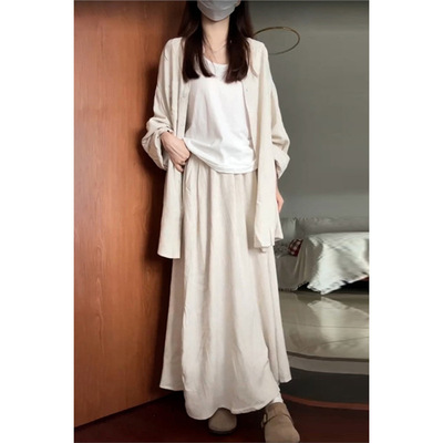 2025新款小个子连衣裙子夏季女装慵懒风休闲衬衫两件套装长裙早春