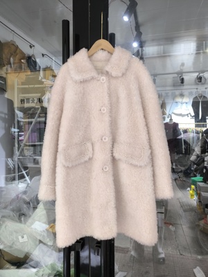 2025新款韩版冬时尚百搭中长款皮毛一体宽松大码加厚绵羊毛外套女