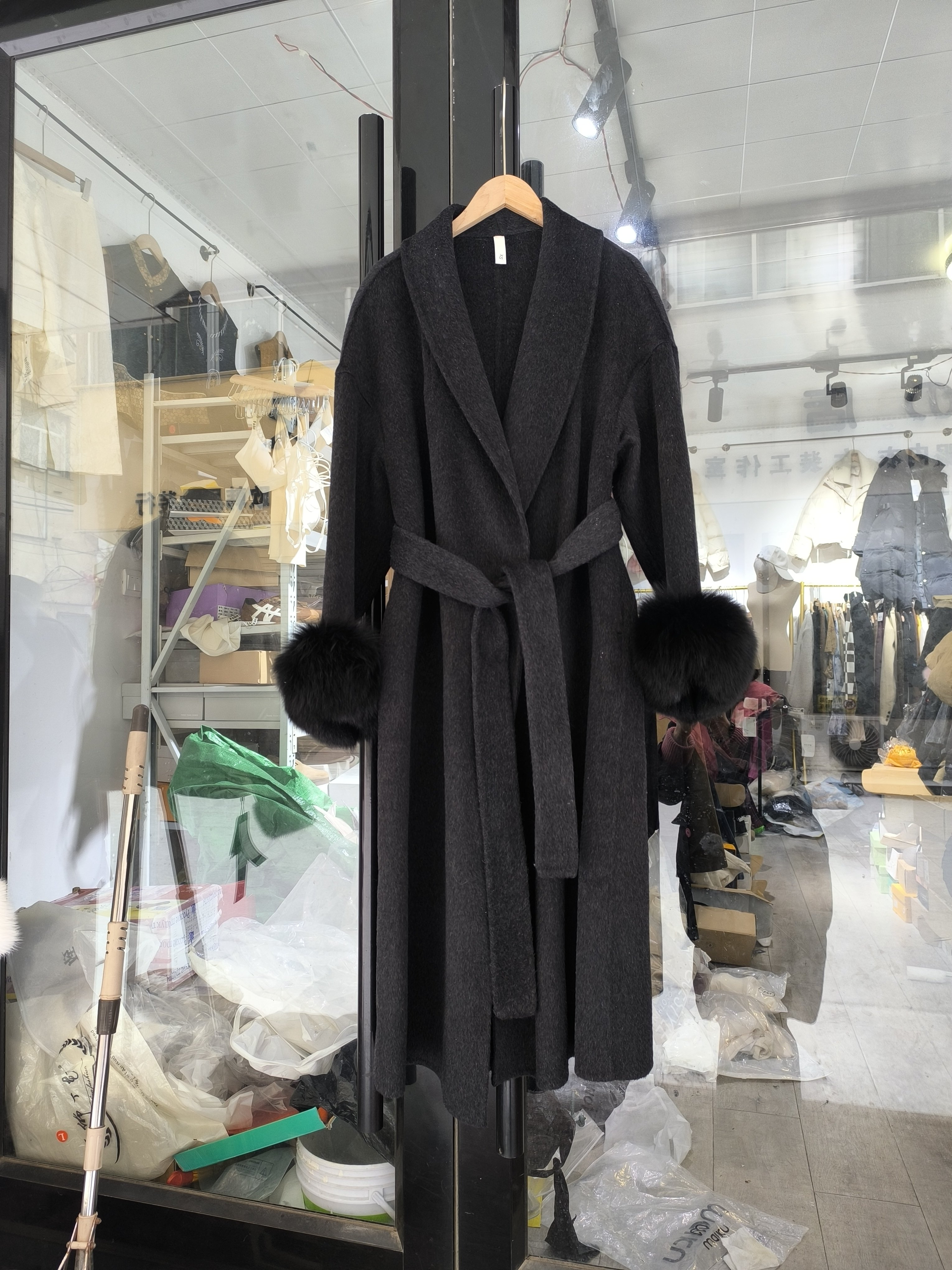 2025冬新款年货韩版气质百搭显瘦狐狸毛袖头腰带双面呢大衣女长款,女装/女士精品,毛呢外套,淘宝优惠券,粉丝福利购,淘宝优惠卷