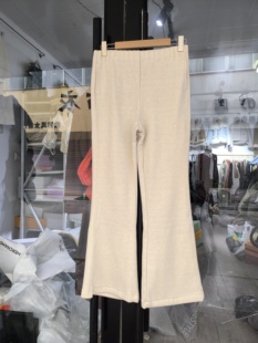 2025冬装新款韩版时尚百搭松紧加厚加绒微喇裤修身气质长裤女撤柜