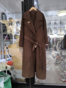 2025秋冬新款韩版时尚百搭腰带双面绒大衣女长款宽松大码毛呢外套