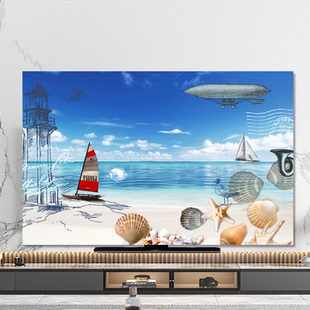 简约现代电视防尘罩75寸55寸8565英寸盖布台式 通用电视机罩 挂式