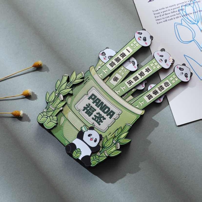成都文创冰箱贴熊猫福签祈福创意磁贴木质银箔可动成都纪念品礼物