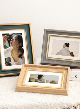 北欧简约相框摆台美式6复古5照片框10寸A4挂墙7画框8儿童实木质感