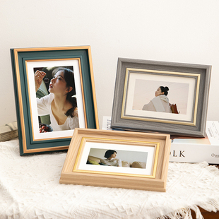 北欧简约相框摆台美式6复古5照片框10寸A4挂墙7画框8儿童实木质感