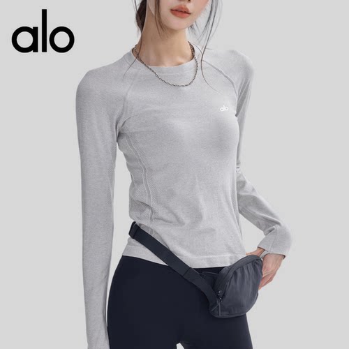 AIo秋季瑜伽服女修身显瘦运动T恤长袖速干弹力跑步普拉提训练上衣