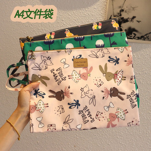 韩国卡通防水A4文件包大容量学生拉链资料袋产检孕检档案包收纳包