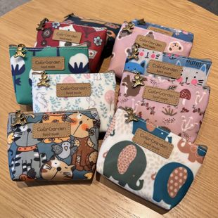 韩版 卡通防水印花牛津布迷你零钱包口红饰品耳机钥匙杂物收纳小包