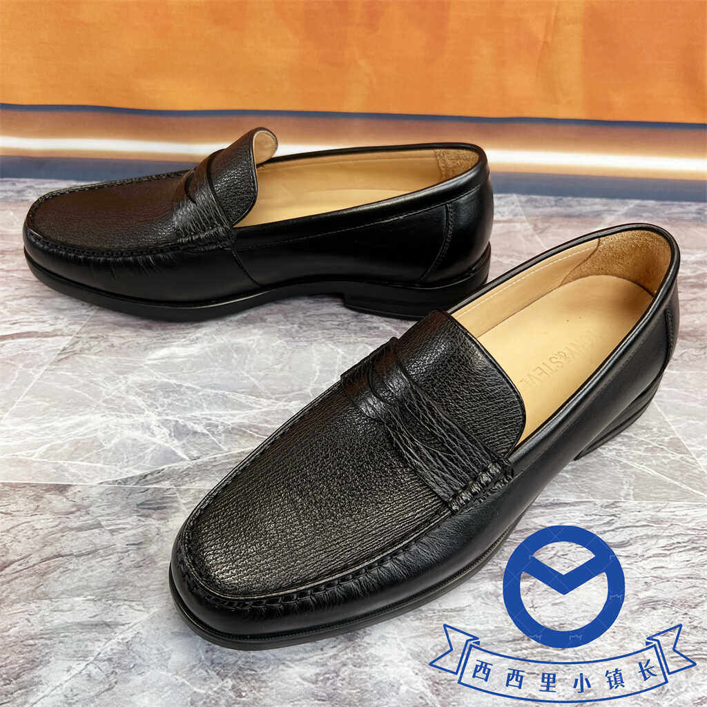 欧洲站奢侈品商务简约高端真皮豆豆鞋男潮流百搭一脚蹬休闲小皮鞋