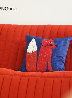 LIVING inc.脑洞商店 红狐狸艺术插画沙发抱枕多巴胺动物床上靠垫