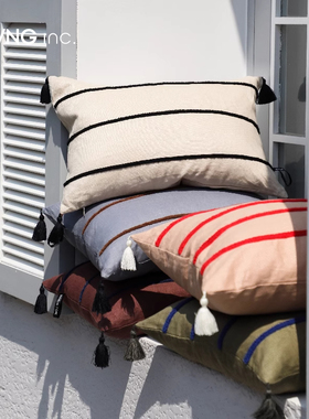 LIVING inc.假日条纹 法式几何沙发抱枕赤贫诧寂波点床头上靠背垫