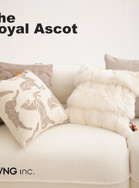 LIVING inc.2026生肖马 法式白燕麦客厅沙发抱枕轻奢样板皮草靠垫