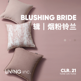 LIVING 雪尼尔抱枕沙发客厅靠垫套卧室床上粉色靠枕 inc.烟粉铃兰