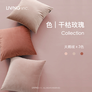 LIVING 沙发抱枕ins风沙发靠垫公主靠枕少女心床 inc豆沙粉天鹅绒