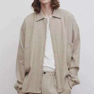 Row风格羊毛亚麻混纺AmonetoJacket拉链衬衫外套静奢老钱风高端